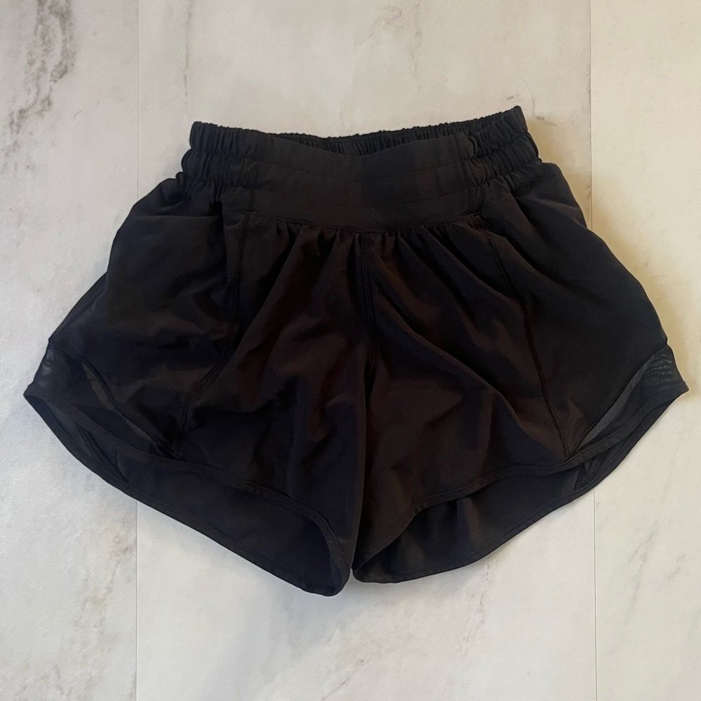 Lululemon- Black Hotty Hot Low Rise 4” shorts